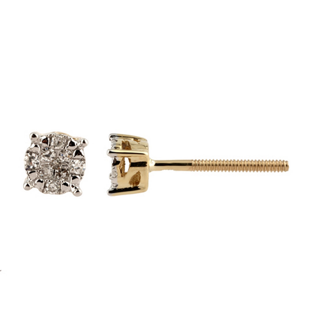 10K Yellow Gold 0.05- 0.06 Cttw Diamond Super Flower Earring