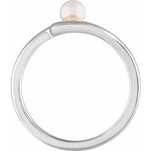 Sterling Silver Cultured White Freshwater Pearl Pearl 4.0-4.5 Mm Polished Cultured Pearl Freeform Ring Size 7