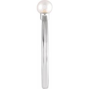 Sterling Silver Cultured Freshwater Pearl Pearl 4-4.5 Mm Polished Cultured Pearl Heart Ring Size 7