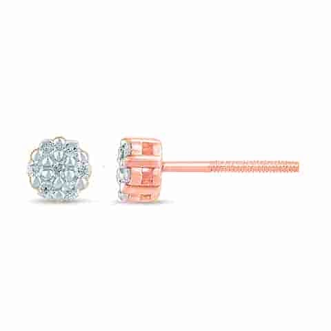 10K Rose Gold 0.06 Cttw Diamond Flower Earring