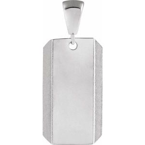 Sterling Silver 26.5 X 11 Mm Polished Engravable Dog Tag Pendant