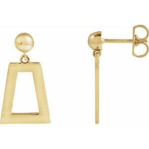 14K Yellow Gold 18 X 10 Mm Pair Friction Backs Polished Geometric Earrings