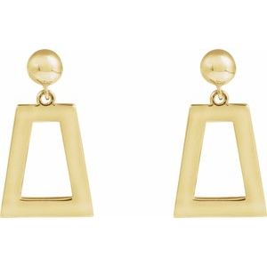 14K Yellow Gold 18 X 10 Mm Pair Friction Backs Polished Geometric Earrings