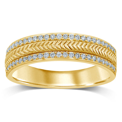 14K Yellow Gold 0.34  Cttw Diamond Mens Band