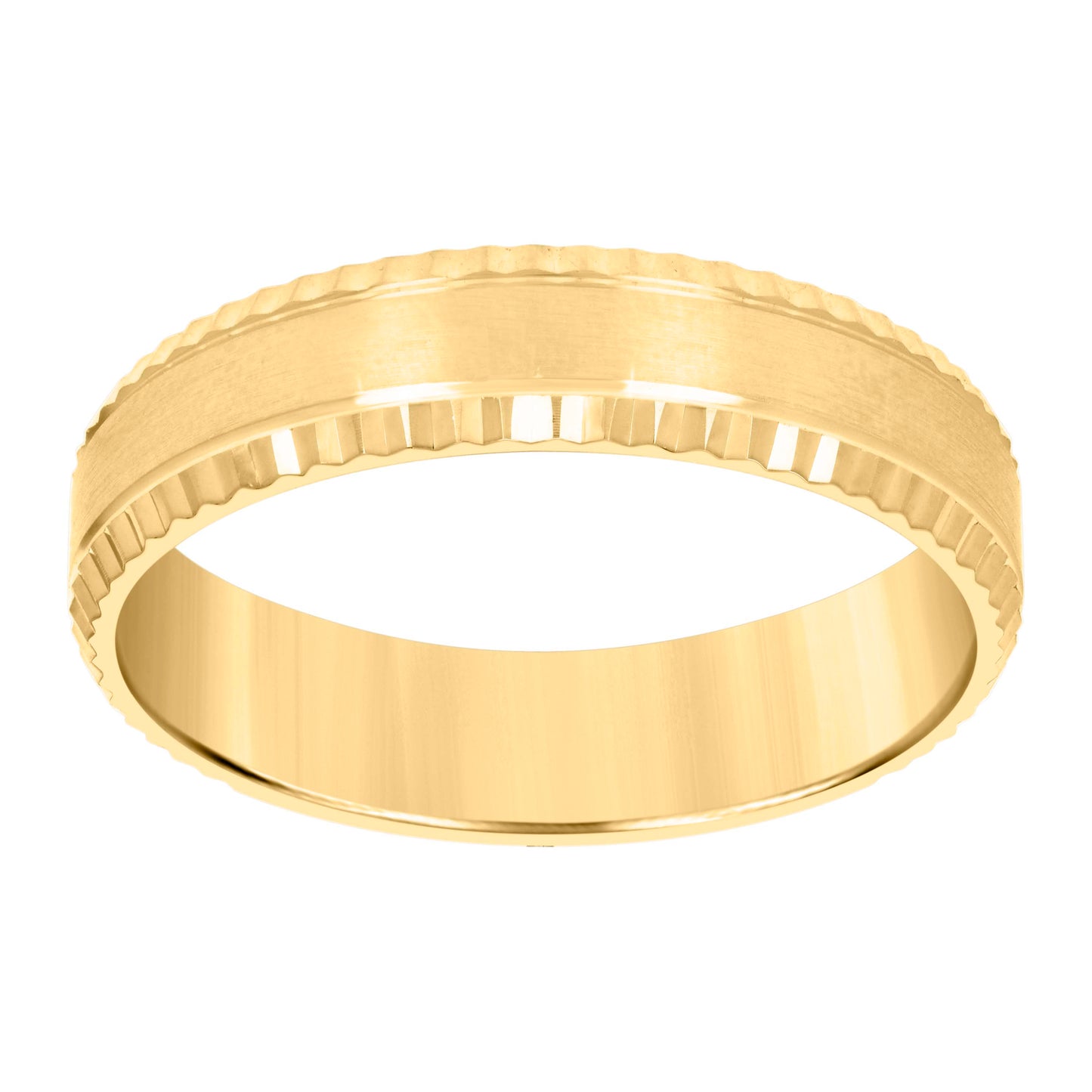 14K Yellow Or White Gold Mens 4mm Diamond-cut Bridal Anniversary Engagement Wedding Band Ring