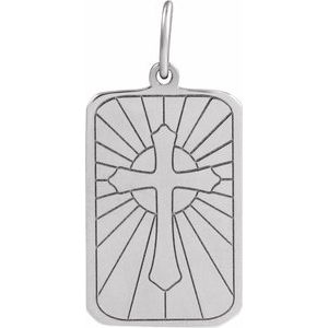 Sterling Silver 20.7 X 9.9 Mm Polished Cross Dog Tag Pendant