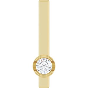 14K Yellow Gold Round 3Mm G-H I1 1/10 Ct Natural Diamond Solitaire Bar Pendant