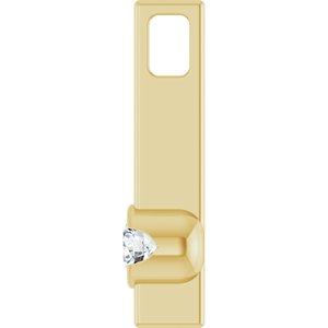 14K Yellow Gold Round 3Mm G-H I1 1/10 Ct Natural Diamond Solitaire Bar Pendant