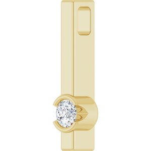 14K Yellow Gold Round 3Mm G-H I1 1/10 Ct Natural Diamond Solitaire Bar Pendant