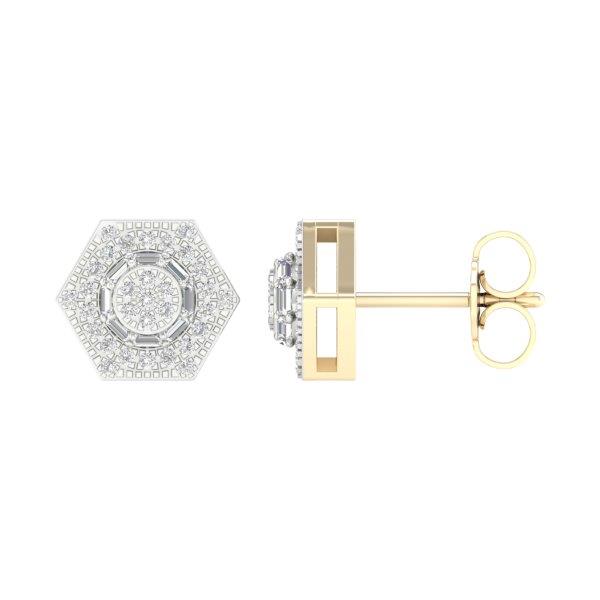 10K Yellow Gold 0.25 Cttw Diamond Baguette Earring