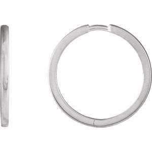 14K Yellow Or White Gold Or Platinum Pair Hinged Polished Hoop Earrings, Length 20 Mm, Thickness 1.65 Mm