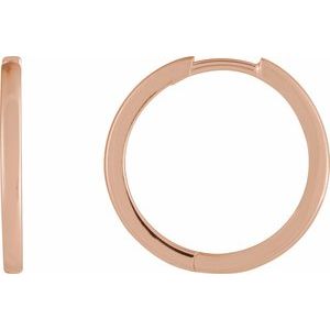14K Yellow Or White Or Rose Gold Or Sterling Silver Each Hinged Polished Hoop Earring, Length 18 Mm, Thickness 1.65 Mm