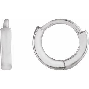 14K Yellow Or White Or Rose Gold Or Sterling Silver Pair Hinged Polished Hoop Earrings, Length 8 Mm, Thickness 1.65 Mm