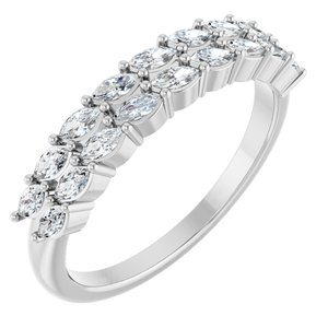 14K White Gold Lab-Grown Diamond Marquise 3 X 1.5 Mm Polished 1/2 Ctw Lab-Grown Diamond Double Row Anniversary Band Size 7
