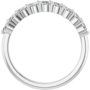 14K White Gold Lab-Grown Diamond Marquise 3 X 1.5 Mm Polished 1/2 Ctw Lab-Grown Diamond Double Row Anniversary Band Size 7