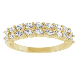 14K Yellow Gold Lab-Grown Diamond Marquise 3 X 1.5 Mm Polished 1/2 Ctw Lab-Grown Diamond Double Row Anniversary Band Size 7