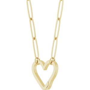 14K Yellow Gold 14.6 X 13 Mm 18 In Polished Heart Charm Necklace