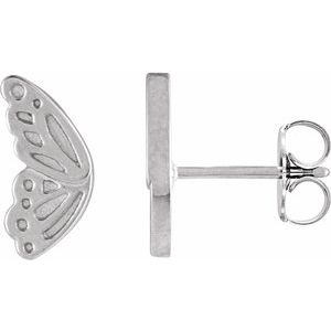 Sterling Silver 7.1 X 4.1 Mm Pair Friction Backs Included .37 In Polished Butterfly Wing Earrings