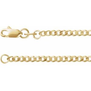 14K Yellow Gold Curb Chain, Length: 20 In, Width: 1.95 Mm