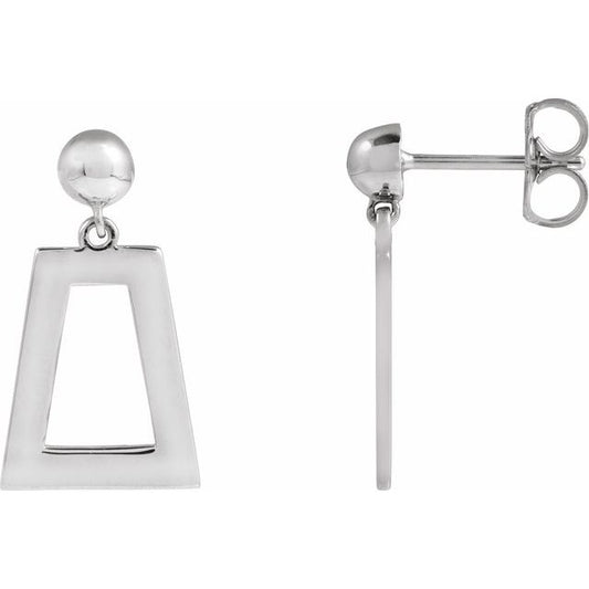 14K White Gold Or Sterling Silver 18 X 10 Mm Pair Friction Back Polished Geometric Earrings