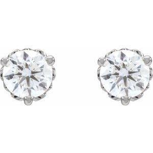 14K White Gold Round 3.5Mm Si1-Si2, Gh 1/3 Ctw Lab-Grown Diamond 3-Prong Vintage-Inspired Friction Back Earrings