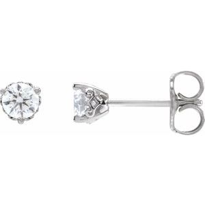 14K White Gold Round 3.5Mm Si1-Si2, Gh 1/3 Ctw Lab-Grown Diamond 3-Prong Vintage-Inspired Friction Back Earrings