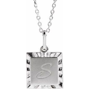 14K White Gold 16.3 X 10 Mm 16-18 In Polished Engravable Sunburst Necklace