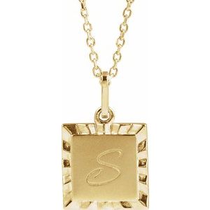 14K Yellow Gold 16.3 X 10 Mm 16-18 In Polished Engravable Sunburst Necklace