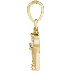14K Yellow Gold Round 1.2Mm G-H I1 .025 Ctw Natural Diamond Engravable Pendant