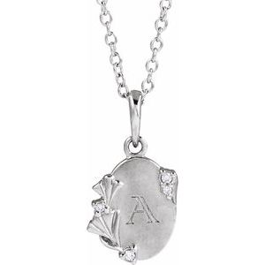 14K White Gold Round 1.2Mm G-H I1 .025 Ctw Natural Diamond Engravable Necklace, Length: 18 In