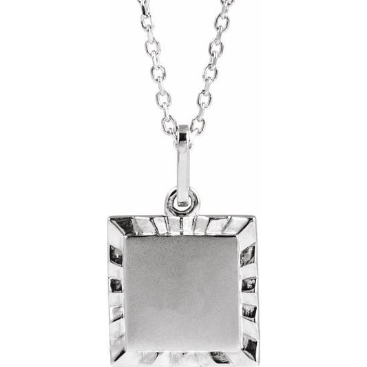 Sterling Silver 16.3 X 10 Mm 16-18 In Polished Engravable Sunburst Necklace