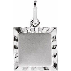 Sterling Silver 16.3 X 10 Mm Polished Engravable Sunburst Pendant