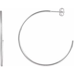 Sterling Silver Pair Hoop Earrings, Length: 38 Mm, Thickness: 1.25 Mm