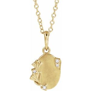 14K Yellow Gold Round 1.2Mm G-H I1 .025 Ctw Natural Diamond Engravable Necklace, Length: 18 In