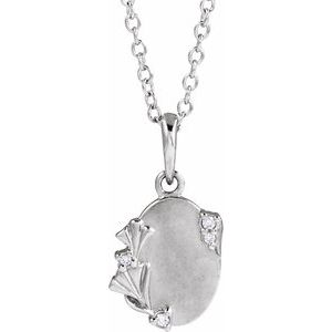 14K White Gold Round 1.2Mm G-H I1 .025 Ctw Natural Diamond Engravable Necklace, Length: 18 In