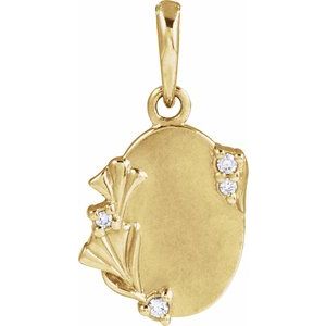 14K Yellow Gold Round 1.2Mm G-H I1 .025 Ctw Natural Diamond Engravable Pendant