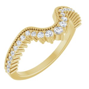 14K Yellow Gold Round Polished 1/4 Ctw Natural Diamond Contour Band Size 7