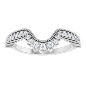 14K White Gold Round Polished 1/5 Ctw Lab-Grown Diamond Contour Band Size 7