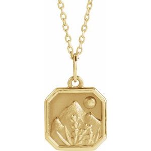 14K Yellow Gold 15.9 X 10 Mm 16-18 In Polished Mountain Necklace