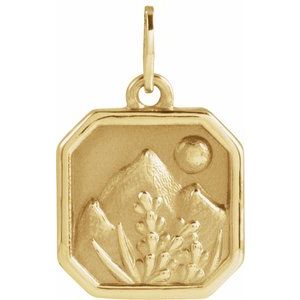 14K Yellow Gold 15.9 X 10 Mm Polished Mountain Pendant