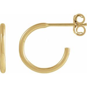 14K Yellow Gold-Filled Pair Hoop Earrings, Length: 12 Mm, Thickness: 1.25 Mm