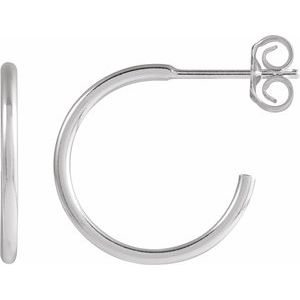 Sterling Silver Pair Hoop Earrings, Length: 15 Mm, Thickness: 1.25 Mm