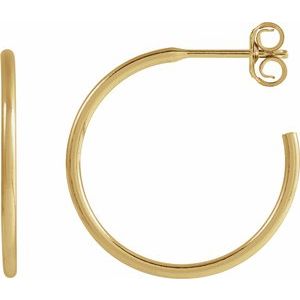 14K Yellow Gold-Filled Pair Hoop Earrings, Length: 20 Mm, Thickness: 1.25 Mm