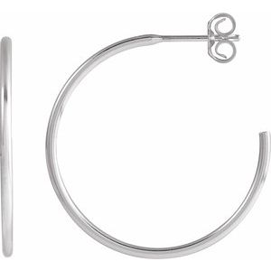 Sterling Silver Pair Hoop Earrings, Length: 25 Mm, Thickness: 1.25 Mm