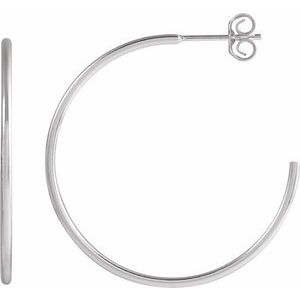Sterling Silver Pair Hoop Earrings, Length: 30 Mm, Thickness: 1.25 Mm