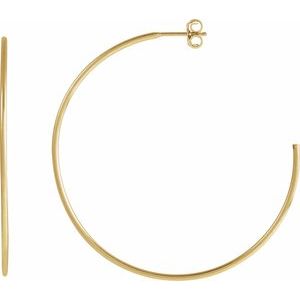 14K Yellow Gold-Filled Pair Hoop Earrings, Length: 45 Mm, Thickness: 1.25 Mm