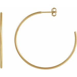 14K Yellow Gold-Filled Pair Hoop Earrings, Length: 38 Mm, Thickness: 1.25 Mm