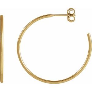 14K Yellow Gold-Filled Pair Hoop Earrings, Length: 30 Mm, Thickness: 1.25 Mm