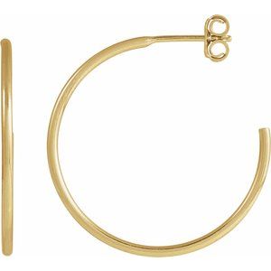 14K Yellow Gold-Filled Pair Hoop Earrings, Length: 25 Mm, Thickness: 1.25 Mm