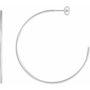 Sterling Silver Pair Hoop Earrings, Length: 45 Mm, Thickness: 1.25 Mm